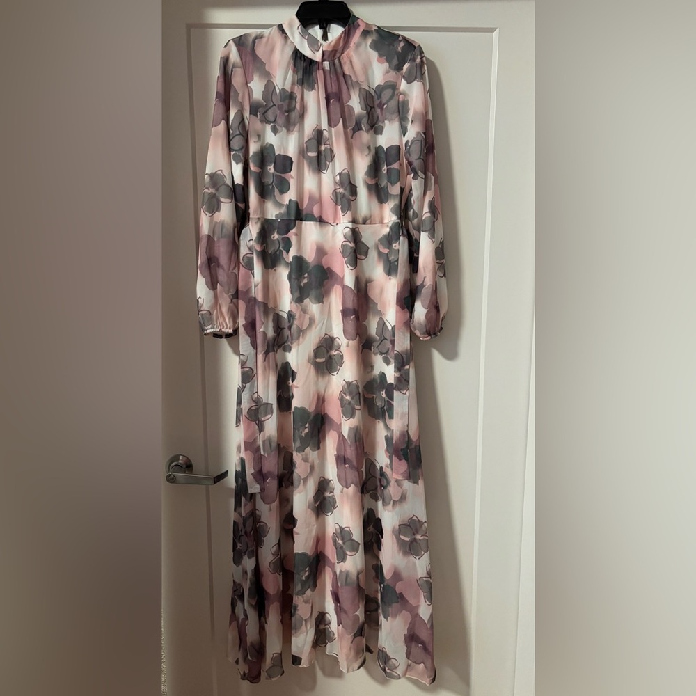 Urban modesty watercolor floral chiffon maxi dress